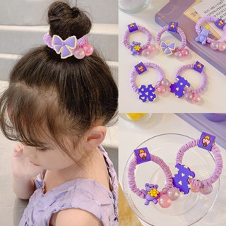 ยางรัดผม แบบหนัง สีม่วง สไตล์เกาหลี น่ารัก สําหรับเด็กผู้หญิง