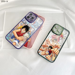 Compatible With iPhone 14 13 12 Pro Plus Max เคสไอโฟน สำหรับ Case Cartoon Luffy Glitter Lens เคส เคสโทรศัพท์ เคสมือถือ Full Cover Phone Cases Hard Casing