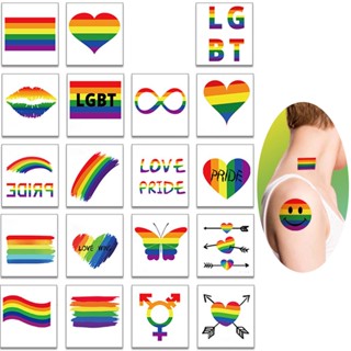 สติกเกอร์รอยสักชั่วคราว LGBT Pride สีรุ้ง กันน้ํา สีสันสดใส สําหรับตกแต่งใบหน้า แขน ร่างกาย