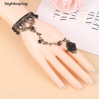 [highbuying] สร้อยข้อมือ ลูกไม้ สไตล์วินเทจ เครื่องประดับ สร้อยข้อมือ ลูกปัดคริสตัล สีดํา ใหม่ พร้อมส่ง