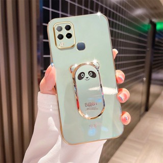 เคสโทรศัพท์มือถือ แบบบางพิเศษ ลายหมีแพนด้า พร้อมขาตั้ง หรูหรา สําหรับ infinix Hot 10S NFC Hot 10T X689B X689 X689D X689C