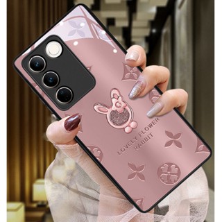 เคสVivo V27 5G เคส Vivo V25 5G เคส Vivo V27E เคส Vivo V25E เคส Vivo V27 Pro เคส Vivo V25 Pro เคส เคสโทรศัพท์มือถือแบบแก้ว กันกระแทก ลายกระต่าย หรูหรา สําหรับ