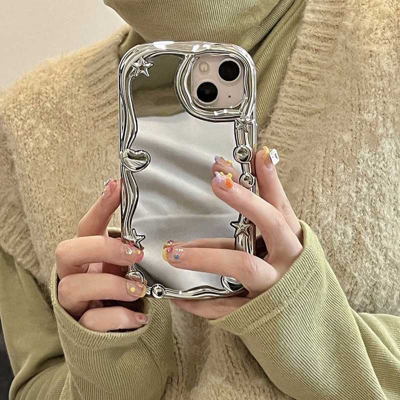 【เคสกระจก】เคสโทรศัพท์มือถือแบบนิ่ม ชุบไฟฟ้า พร้อมกระจก สีเงิน สําหรับ IPhone 15 6S 7 Plus 8 Plus X XS XR XS Max 11 13 12 14 Pro Max 14 Plus 7+ 8+ ip 12 Pro Max