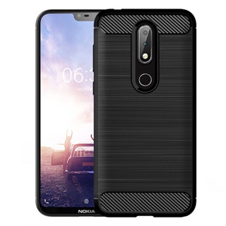 เคสโทรศัพท์มือถือ ซิลิโคนนิ่ม TPU คาร์บอนไฟเบอร์ สําหรับ Nokia 6.1 Plus Nokia6.1Plus