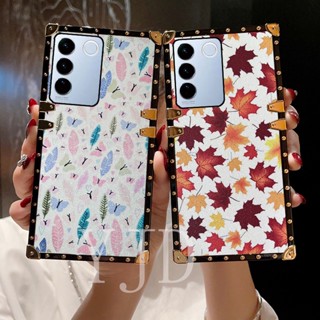 เคสโทรศัพท์มือถือหนัง กันกระแทก ขอบตรง ทรงสี่เหลี่ยม สวยหรู สําหรับ Vivo V27 Pro V27e