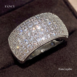 Fancy แหวนหมั้น สีเงิน คุณภาพสูง หรูหรา เครื่องประดับแฟชั่น สําหรับผู้หญิง งานแต่งงาน