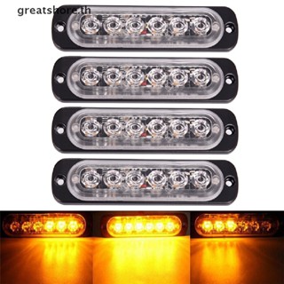 Greatshore ไฟเตือนฉุกเฉิน LED 6 ดวง 18W 12V-24V สีเหลืองอําพัน สําหรับติดรถยนต์ รถบรรทุก TH