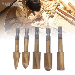 Maxpower 5PCS เครื่องมือไฟล์โรตารี่ 1/4in Shank Double Cut Burr Files งานไม้บดไฟล์แกะสลัก