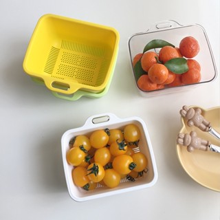 HERA ตะกร้าล้างผัก 2ชั้น กะละมังล้างผัก ผลไม้ แบบสองชั้น ขนาดเล็ก Mini Double Layer Drain Basket Kitchen Vegetable Washing Basket Fruit Storage Basket