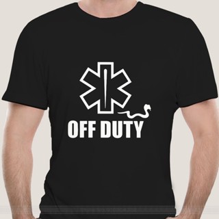 เสื้อแขนสั้น เสื้อยืดผ้าฝ้าย tshirt คอกลม เสื้อยืดวินเทจEmt Snake Off Duty