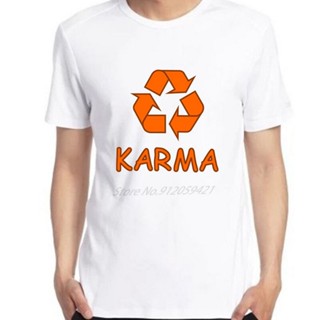 GOOD YFMonkey Boy-store Cotton T-Shirt Recycle Symbol Good Karma Comes Around Buddha fashion graphic t shirts short slee