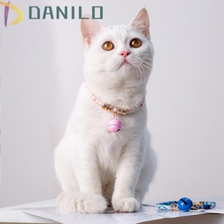 Danilo ปลอกคอพร้อมกระดิ่งหลากสีสไตล์ญี่ปุ่นสําหรับสัตว์เลี้ยงแมวสามารถปรับได้