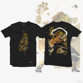 เสื้อยืดแขนสั้นลําลอง พิมพ์ลายกราฟฟิค Ellen Demon Slayer Zenitsu Agatsuma ทรงหลวม สไตล์ฮาราจูกุ สําหรับผู้ชาย และผู้หญิง