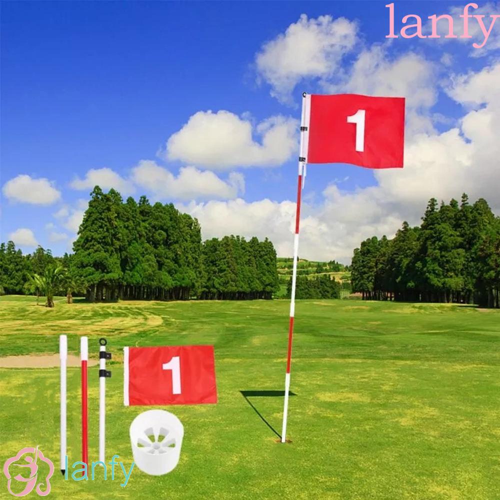 Lanfy ธงกอล์ฟเหล็ก สีเขียว สําหรับฝึกตีกอล์ฟ