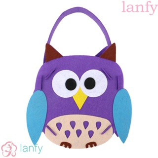 Lanfy ถุงขนมฮาโลวีน เทศกาลฟักทอง เครื่องประดับ สําหรับเด็ก DIY วัสดุหลอก หรือรักษาถังเก็บ