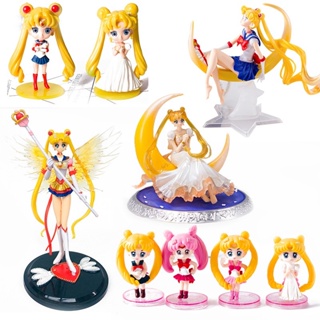 ของเล่นฟิกเกอร์ การ์ตูนญี่ปุ่น Super Sailor Moon Usagi Tsukino สวยงาม พร้อมปีก สําหรับตกแต่งเค้ก