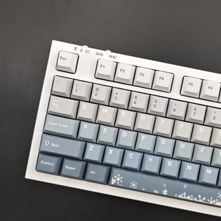 Winter Snow Keycap Cherry Profile ปุ่มกดคีย์บอร์ด PBT 138 คีย์ สีเทา ไล่โทนสี สําหรับคีย์บอร์ดเมคคานิคอล