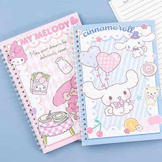 Kawaii Sanrio Mymelody Kuromi Cinnamoroll สมุดโน้ต ขนาด A5 คอยล์ ขนาดพกพา สําหรับเขียน โรงเรียน สํานักงาน เครื่องเขียนเด็ก