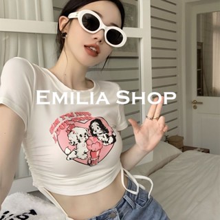 EMILIA SHOP  เสื้อยืด เสื้อครอป เสื้อผ้าแฟชั่นผู้หญิง สไตล์เกาหลี 2023 ใหม่  สบาย Beautiful High quality Chic A29J10O 36Z230909