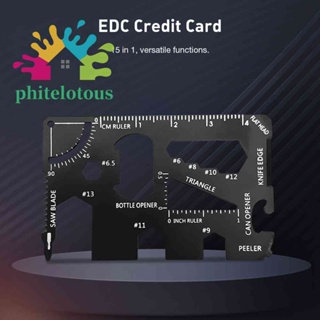 ❤ Phitelotous 15 in 1 เครื่องมือเอาตัวรอดบัตรเครดิต EDC แบบพกพา อเนกประสงค์