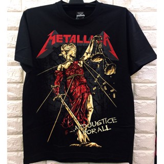 เสื้อยืดแขนสั้น พิมพ์ลายวงร็อค Metallica Rock