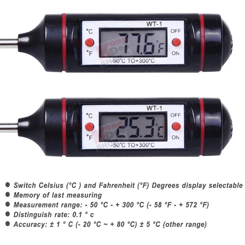 Food Milk Water Probe Meat Thermometer WT-1 -50°C ~ 300°C เครื่องวัดอุณหภูมิในอาหาร เครื่องวัดอุณหภูมิอาหาร เนื้อสัตว์ - รูปที่ 4