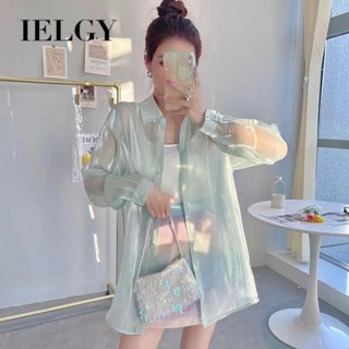 IELGY เสื้อคาร์ดิแกน แขนยาว กันแดด ทรงหลวม สําหรับผู้หญิง