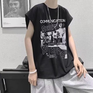 เสื้อยืดแขนกุดลําลอง ทรงหลวม ขนาดใหญ่ สไตล์เกาหลี สําหรับผู้…