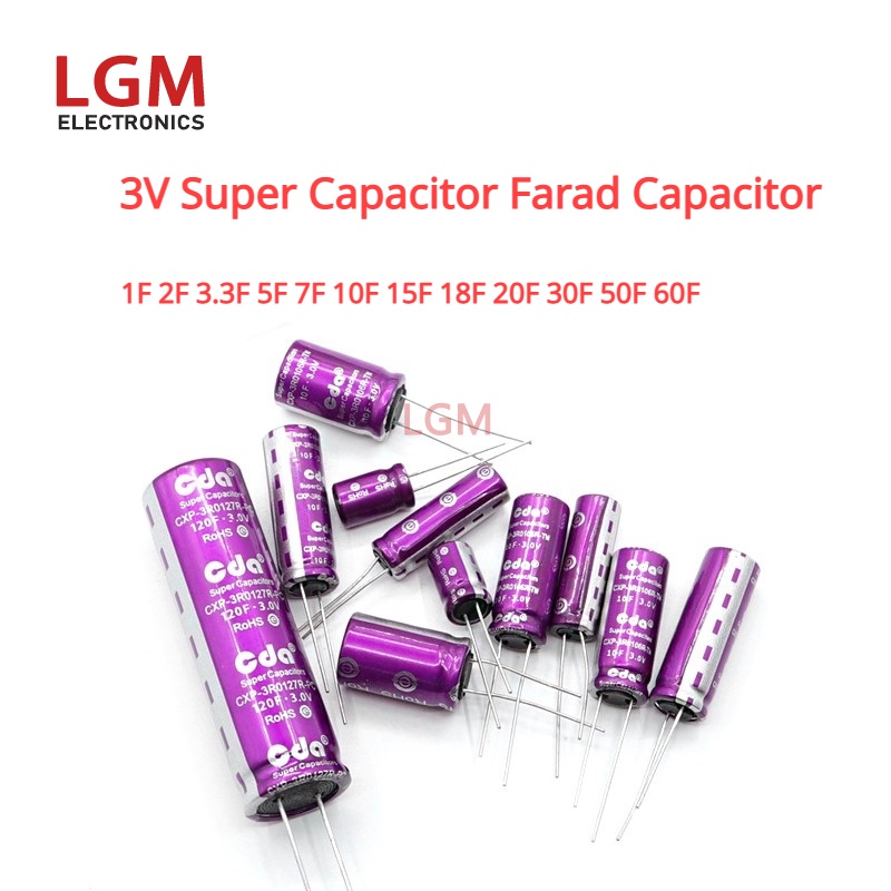 3V Super Capacitor 1F 2F 3.3F 5F 7F 10F 15F 18F 20F 30F 50F 60F Farad Capacitor R-type power Capacit