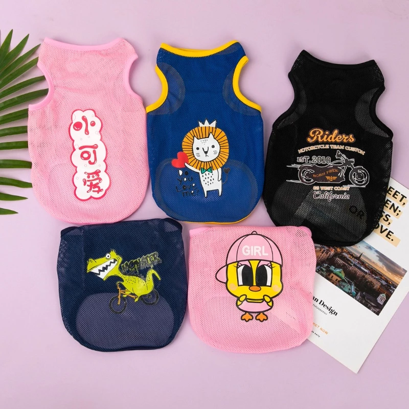 การ์ตูนฤดูร้อนตาข่ายระบายอากาศเครื่องแต่งกายแมวเย็น, เสื้อผ้าสุนัข, เสื้อกั๊กลูกสุนัข, เสื้อยืดแมว thumbnail 5