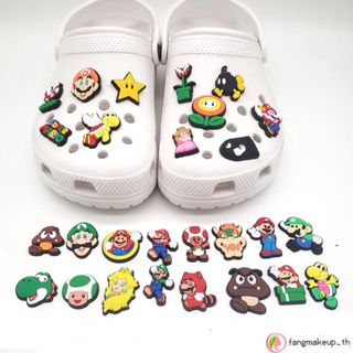 รองเท้าแตะ Pvc ลายการ์ตูนมาริโอ้น่ารัก ถอดได้ Diy สําหรับตกแต่งสวน