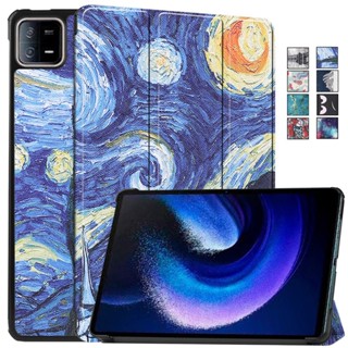 เคสแท็บเล็ตหนัง ฝาพับ เพ้นท์ลาย สําหรับ Xiaomi Pad 6 Pro Capa 11 นิ้ว Mi Pad 6 Pro Mipad 6 Pro