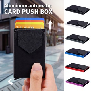 Automatic Pop-out RFID Card Holder Slim Wallet Elasticity Back Pouch ID Credit Card Holder Blocking Protect ID Card