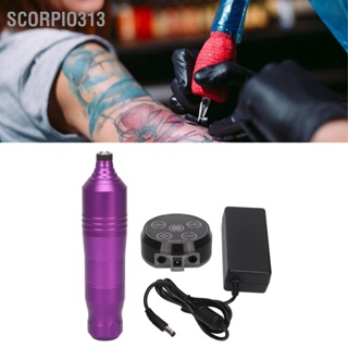 Scorpio313 ชุดปากกาสักโรตารี่ ตลับเข็ม Professional Complete Tattoo Power Supply Kit 100‑240V