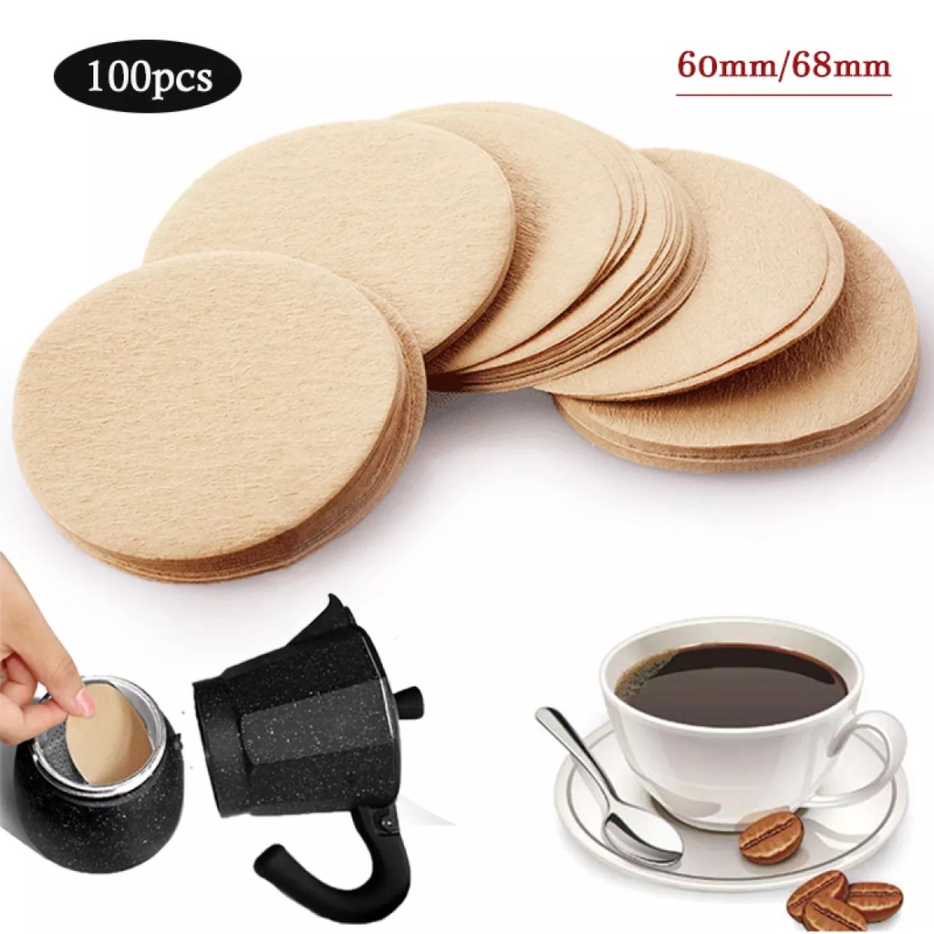 🔥พร้อมส่ง🔥 กระดาษกรองกาแฟวงกลม แผ่นกรอง 100 แผ่น สำหรับ หม้อต้มกาแฟ Moka Pot Paper Filter โมก้าพอท กรองกาแฟ กรองผงกาแฟ