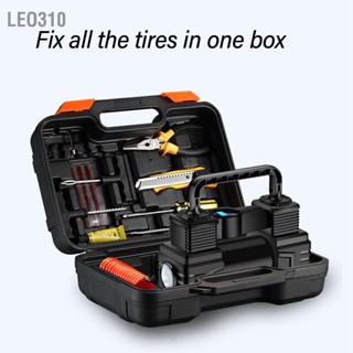 Leo310 เครื่องอัดอากาศแบบกระบอกสูบคู่ 12V 150PSI Heavy Duty Tyre Pump Set พร้อมไฟ LED สำหรับรถยนต์