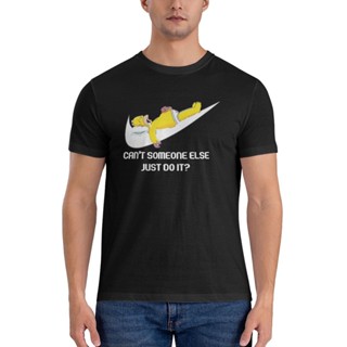 มาใหม่ เสื้อยืด ผ้าฝ้าย แบบนิ่ม พิมพ์ลาย Simpsons Homer Slogan Man Just Do It Sitcom