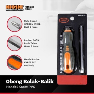 HIOSHI /HOB002B/Obeng 2Way/Bolak Balik/Plus Minus/ Multifungsi/4" X 6mm/Karet/Blister - PRO