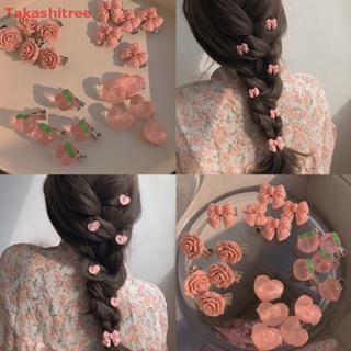 (Takashitree) กิ๊บติดผม รูปผีเสื้อ ดอกกุหลาบ พีช น่ารัก สําหรับผู้หญิง 1 ชิ้น