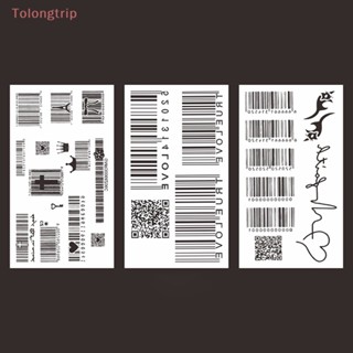 Tolongtrip&gt; สติกเกอร์รอยสักชั่วคราว ลายบาร์โค้ด 3D สําหรับติดตกแต่งปาร์ตี้ 1 แผ่น