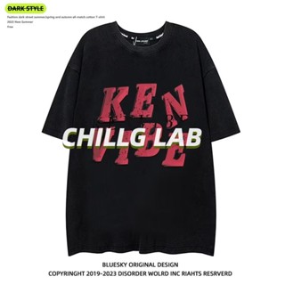 CHILLG LAB เสื้อยืดผ้าฝ้ายหนักอเมริกันแขนห้าส่วนผู้ชายและผู้หญิงแนวโน้มเยาวชนฤดูร้อนหลวมบางคู่นักเรียนเสื้อยืดด้านบน