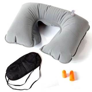 หมอนรองคอ หมอนเป่าลม ชุดเดินทาง ซื้อ 1 ได้ถึง 3 เบา (Travel pillow set)