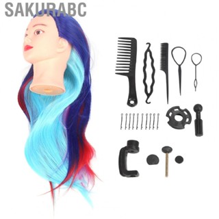 Sakurabc Mannequin Head  Portable Hair Styling Training Head Multipurpose Silicone Long Colorful Hair Easy To Use  for Professionals for Barber Shop