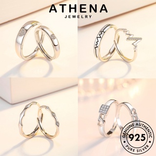 ATHENA JEWELRY ต้นฉบับ เครื่องประดับ เงิน 925 แฟชั่น แหวน คู่รัก แท้ เรียบง่าย Silver เกาหลี มอยส์ซาไนท์ไดมอนด์ เครื่องประดับ M061