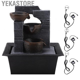 Yekastore 4 Tier Tabletop Water Fountain  Tabletop Water Fountain Simulated Waterfall   for Living Room for TV Cabinet