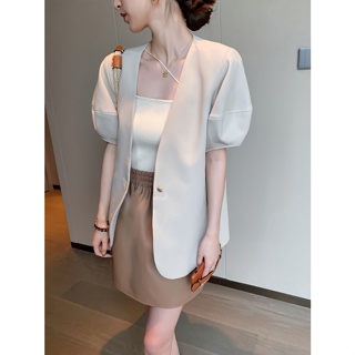 Popular style simple summer new leisure fashion temperament loose show thin short-sleeved suit jacket womens thin style trend