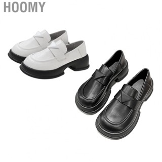 Hoomy Women Platform Vintage Shoes  Sweat Absorbing Casual Thick Soled PU Leather Shoes Soft Round Toe  for Travel Dating