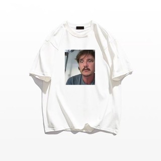 เสื้อยืด ผ้าฝ้าย 100 ชิ้น พิมพ์ลายกราฟฟิค Pedro Pascal Face Movie Tv Actor ขนาดใหญ่ สําหรับผู้ชาย