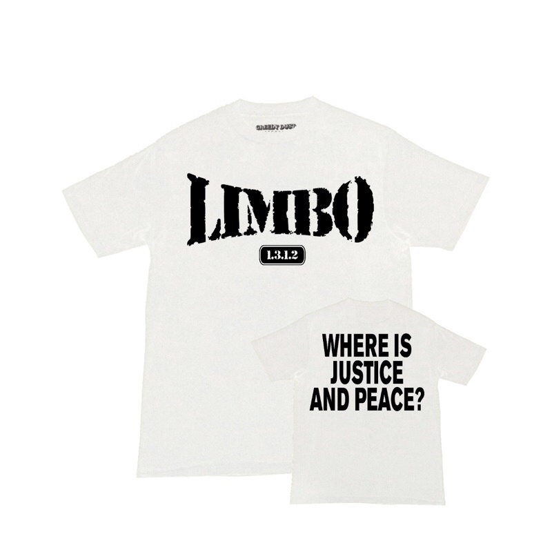 ย้อนยุคLimbo - Justice เสื้อยืด สีขาว | เสื้อผ้าวงดนตรีดั้งเดิมS-5XL
