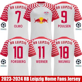 เสื้อกีฬาแขนสั้น ลายทีมชาติฟุตบอล Olmo Forsberg Werner Poulsen Nkunku HQ1 2023-2024 RB Leipzig พลัสไซซ์ สําหรับผู้ชาย และผู้หญิง QH1